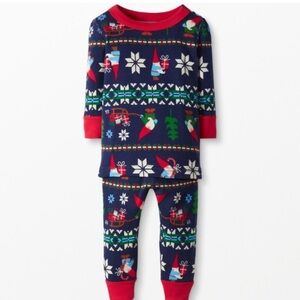 Hanna Andersson Organic Cotton Long John Festive Kids Pajamas NEW  size 3T